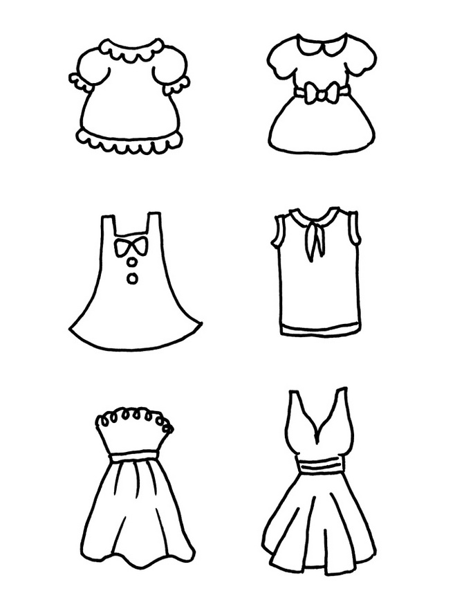 原創卡通衣服服裝簡筆畫手繪插畫手賬素材~.