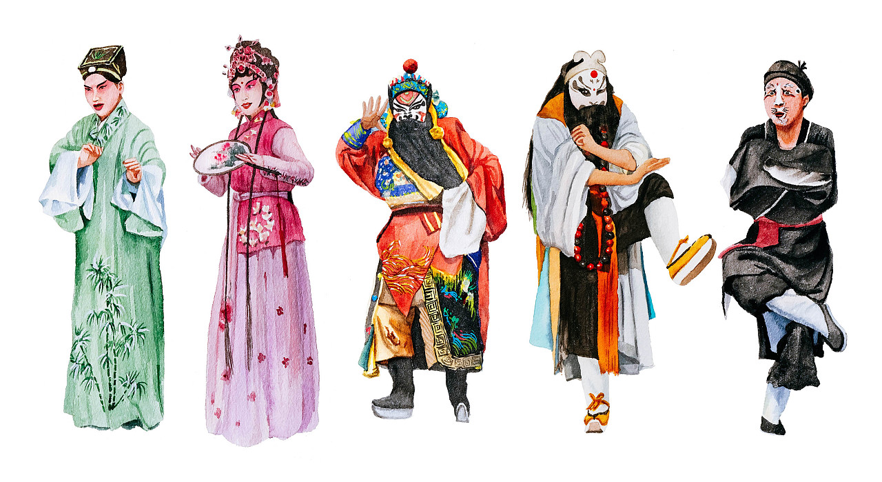 昆曲行當(dāng)服飾的水彩藝術(shù)